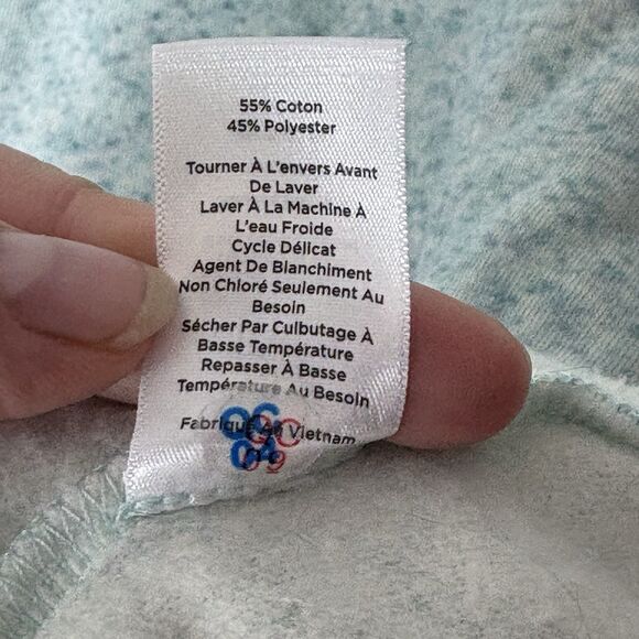 T BY TALBOTS Sweatshirt Fleece Cotton Blend Speckled V-Neck Pullover Aqua Blue M - Picture 6 of 7